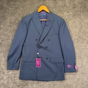 Vinci Super 150s Double Breasted Suit Jacket Blue 36S 30W Zegna NWT